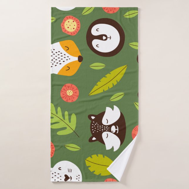 Habitantes de bosques: Patrón de niños escandinavo (Toalla de baño)