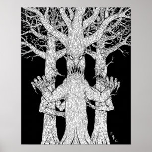 Habitantes del extraño arte de terror del bosque d