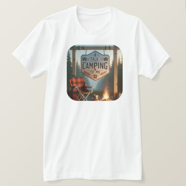 Háblame de Camping – Camiseta Vibes de Fogata (Anverso del diseño)