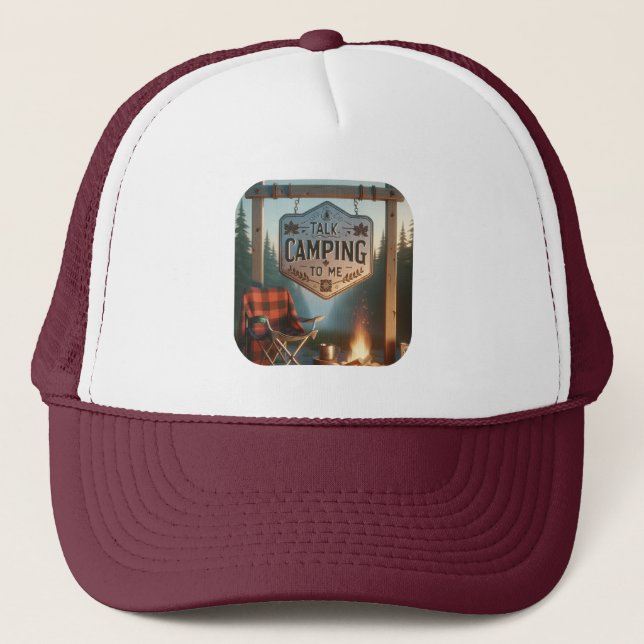 Háblame de Camping – Gorra de Camionero de Campame (Anverso)