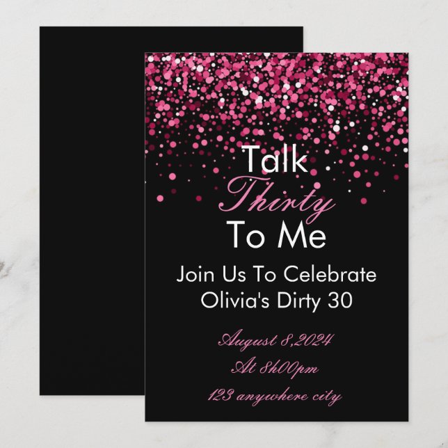 Hablar 30 Para Mi Invitación De Cumpleaños (Anverso / Reverso)