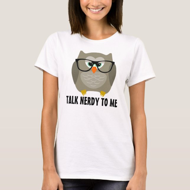Hable de nerdy conmigo camisetas de búho (Anverso)