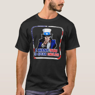 Hable inglés en camiseta patriótica de la