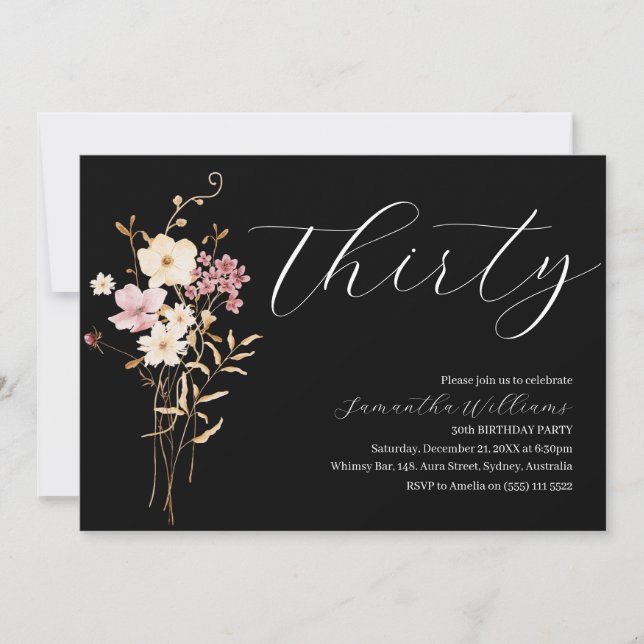 Hable Treinta para mí invitación de cumpleaños Bla (Anverso)