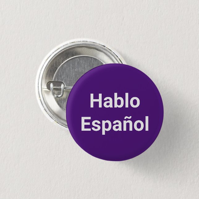 Hablo Español púrpura yo botón de pin español (Anverso y reverso)