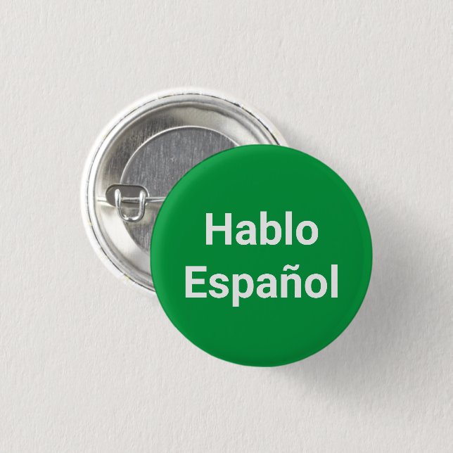 Hablo Español verde Hablo botón pin español (Anverso y reverso)