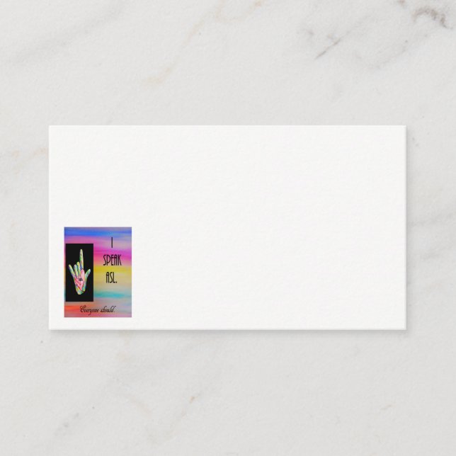 Hablo la tarjeta de visita del ASL (Anverso)