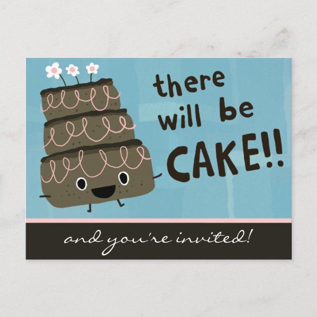 ¡Habrá pastel! Divertida invitación a fiesta (Anverso)