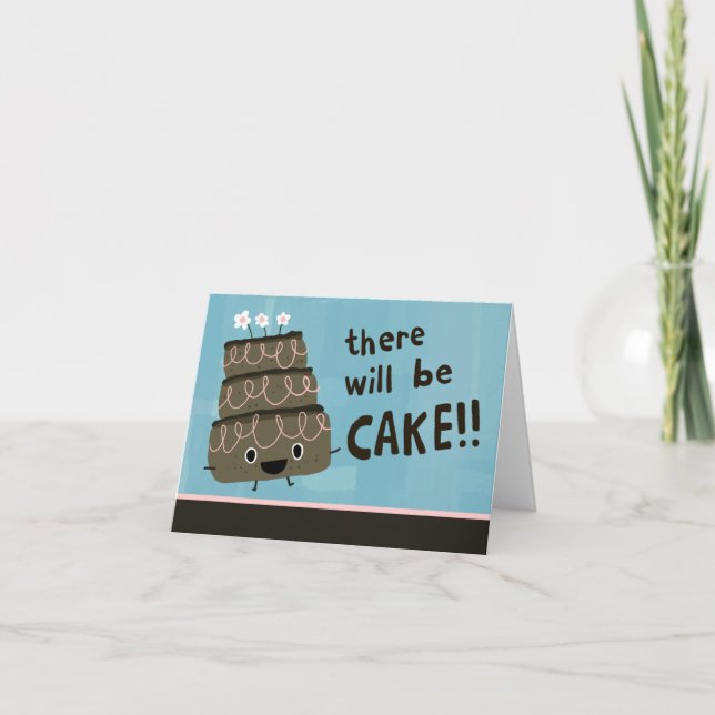 ¡Habrá pastel! Invitación de fiesta personalizada (Anverso)