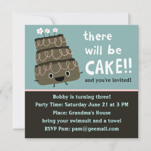 ¡Habrá pastel! Invitación divertida y linda para f