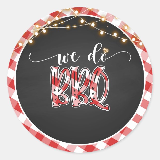Hacemos BBQ Round Pegatina - Gingham (Anverso)