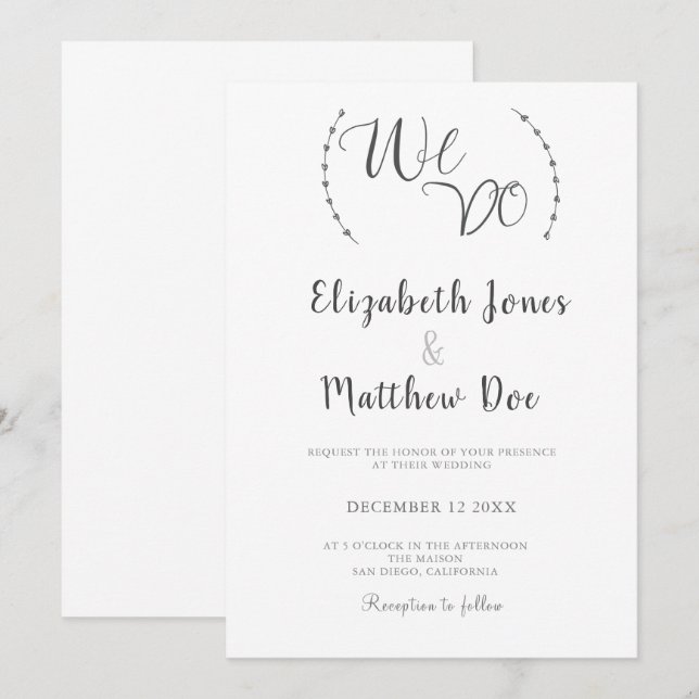 Hacemos caligrafía invitación de matrimonio Minima (Anverso / Reverso)