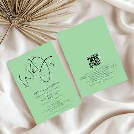 Hacemos Invitación a la Boda Verde con Código QR C