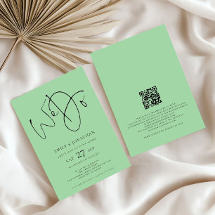 Hacemos Invitación a la Boda Verde con Código QR C