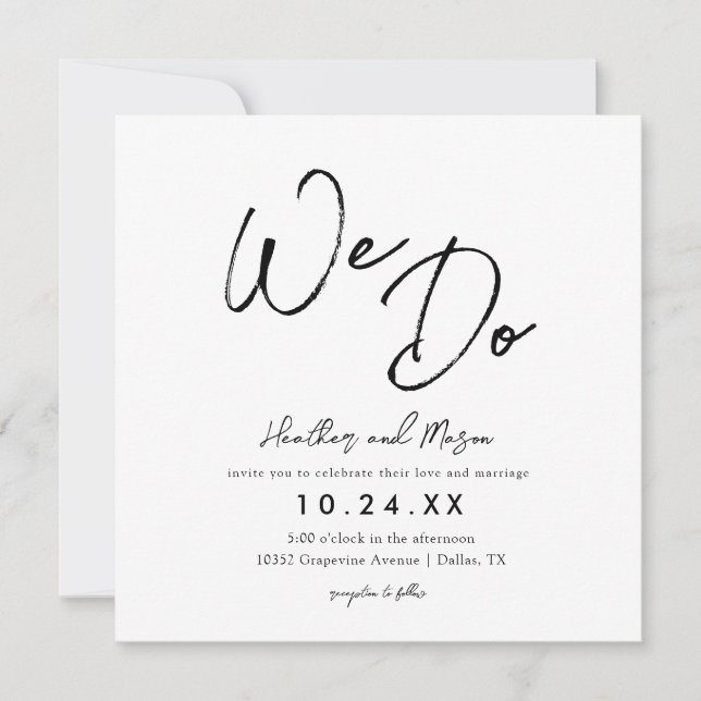 Hacemos invitaciones simples de boda cuadrada (Anverso)