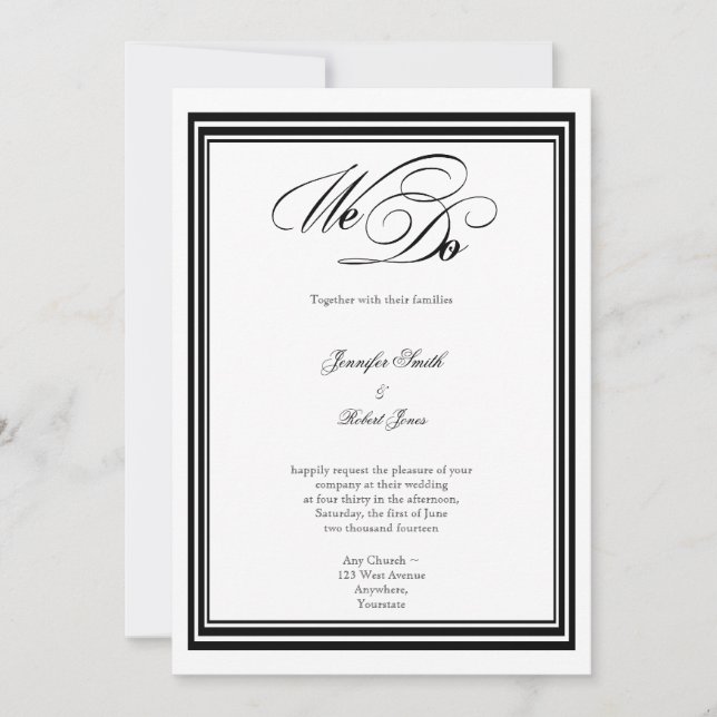 Hacemos la invitación blanca de la boda del negro (Anverso)