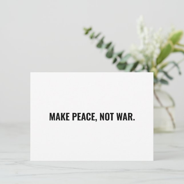 Hacer la paz no la guerra con la tarjeta minimalis (Anverso de pie)