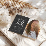 Hacer que 50 parezca una buena invitación para el<br><div class="desc">Hacer que 50 parezca una buena invitación para el cumpleaños de la foto. Diseño monocromo de texto de escritura moderna. Parte de una colección.</div>