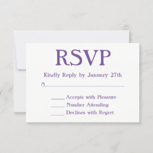 Hacer su propia RSVP en blanco y púrpura