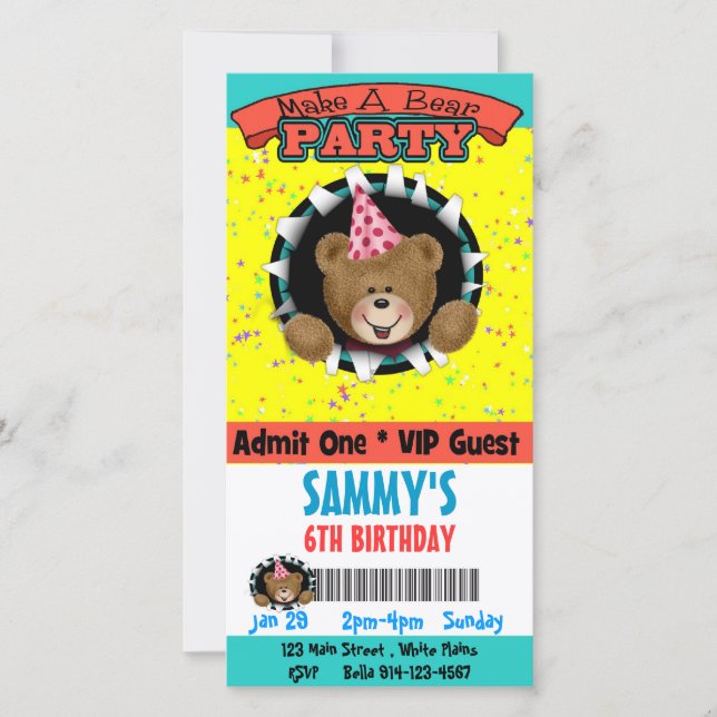 Hacer una invitación de fiesta de oso (Anverso)