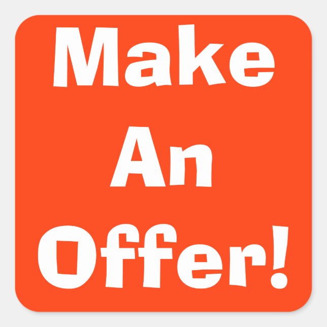 Hacer Una Oferta Pegatinas De Venta De Garaje (Anverso)