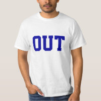 "Hacia fuera" camiseta divertida del tenis