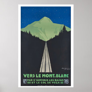 Hacia Mont Blanc Póster de viaje vintage - Enmarca