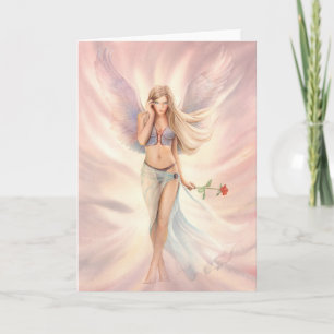 Hada alada "Rosa" con tarjeta de saludo de rosa ro