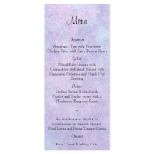 Hada azul en el menú Boda morado