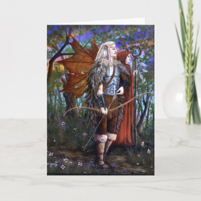 Hada celta masculina con tarjeta de artista de gue (Anverso)