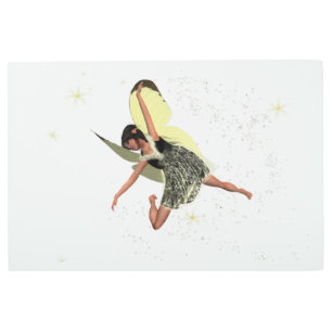 Hada chica Con Alas Amarillas Arte Pared Metalizad