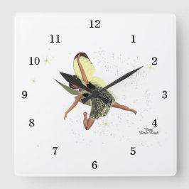 Hada chica Con Reloj De Pared De Alas Amarillas