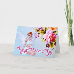 Hada con peonías - Tarjeta Fantasy Mother's Day