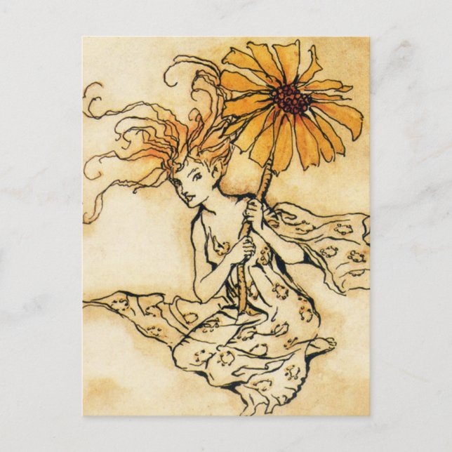 Hada con postal de flores (Anverso)