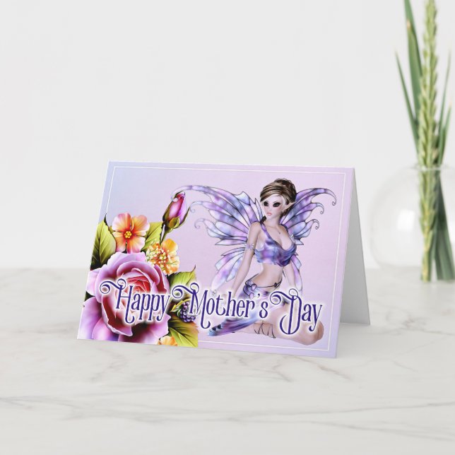 Hada con Rosas - Tarjeta Fantasía por el Día de la (Anverso)