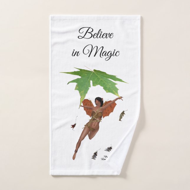 Hada Cuesta Con Toalla De Mano De Alas Marrones (Toalla de mano)