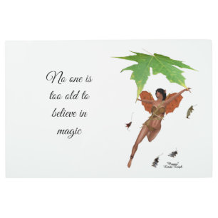 Hada Cuidada Con Alas Marrones Arte Pared Metaliza