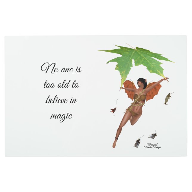 Hada Cuidada Con Alas Marrones Arte Pared Metaliza (Anverso)