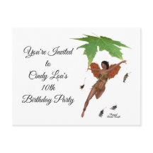 Hada Cuta Con Alas Marrones Tarjeta Postal De Invi