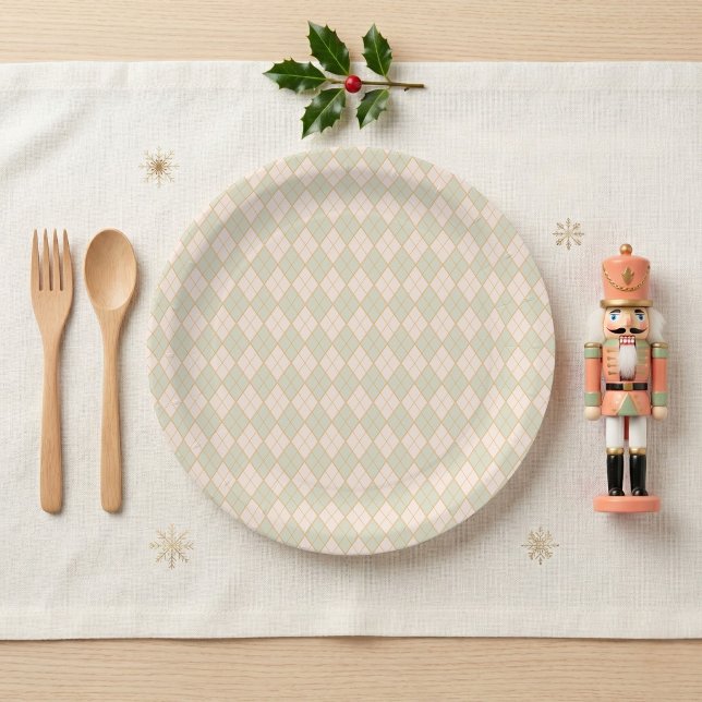 Hada de Azúcar Cascanueces Argyle Vajilla (Nutcracker Sugar Plum Fairy Argyle Tableware Paper Plates)