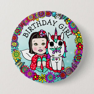 Hada de Cumpleaños y Botón de Unicornio