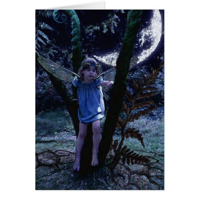 Hada de la libélula en tarjetas del claro de luna (Frente)