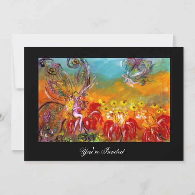 Hada de las flores haciendo música Invitación Fant (Anverso)