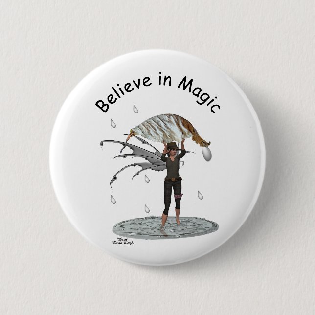 Hada De Lluvia De Niño Con Botón De Pin De Leaf (Anverso)