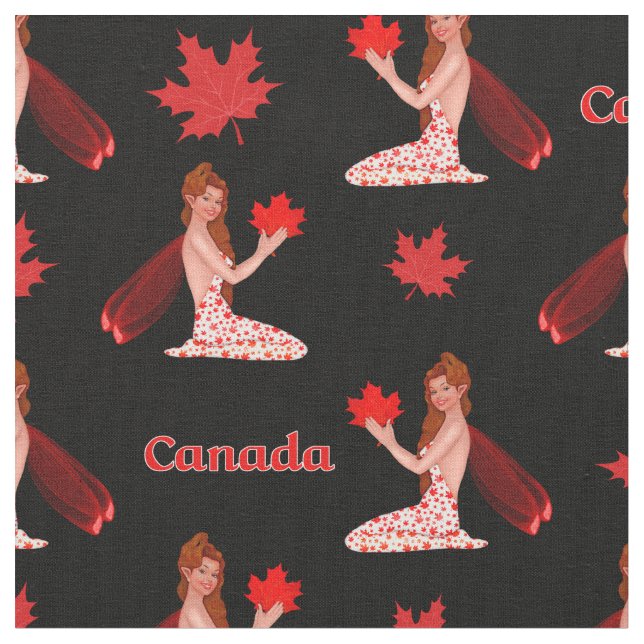 Hada de mapleleaf canadiense sobre tela negra (De cerca)