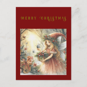 Hada de Navidad en el bosque Tarjeta postal de vac