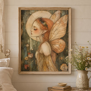 Hada del Bosque Vintage con Arte de Fantasía Coron