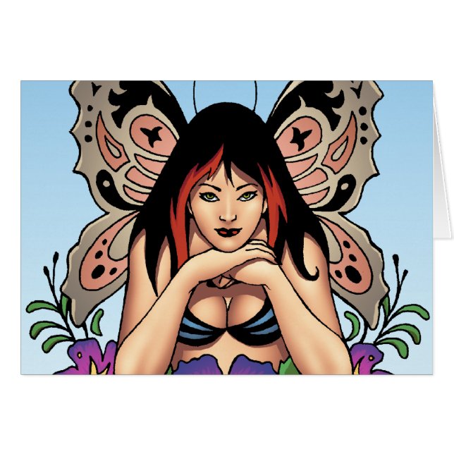 Hada del gótico con las flores, alas de la (Anverso (Horizontal))