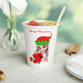 Hada Elfa de Navidad Linda & Vasos de Papel de Con