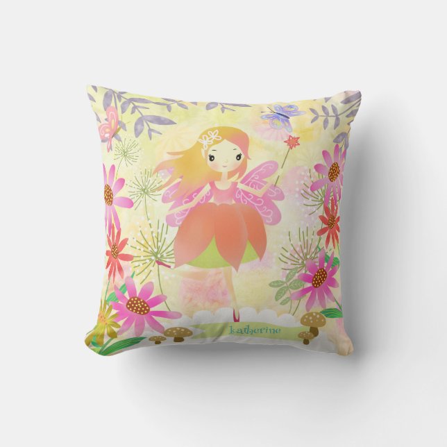 Hada en el jardín. Almohada personalizada (Anverso)